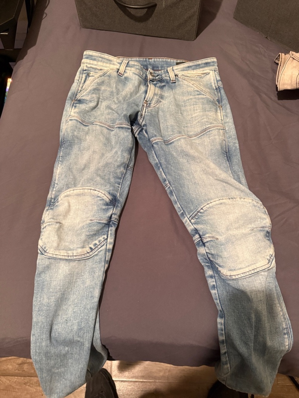 G-Star Light Blue Slim Straight Men’s Jeans with Knee Panels